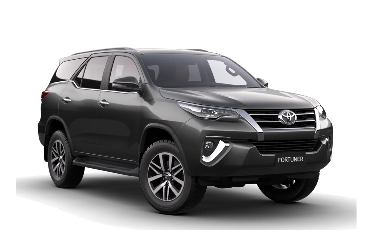 Black Toyota Fortuner with professional driver